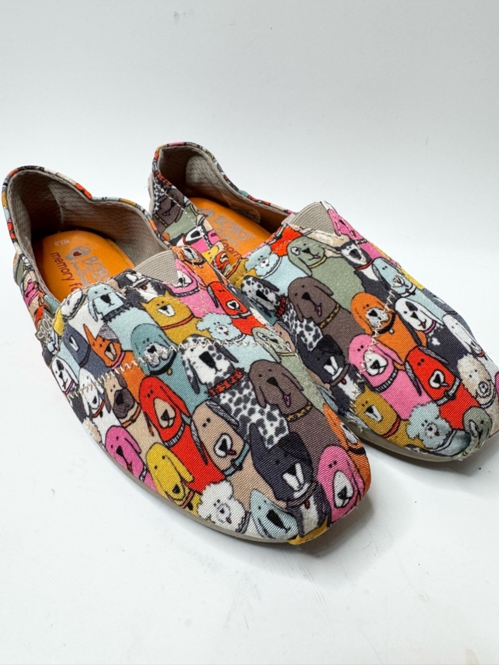 BOBS Skechers Dogs Sneakers Flats Size 7.5 Black Pink Canvas Slip On Womens Shoe